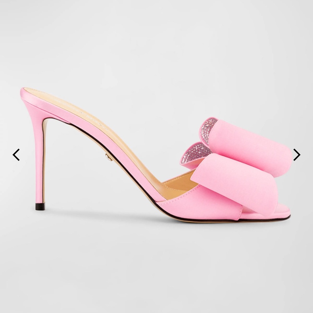 Mach Mach Cadeau Embellished Bow Satin Mule Pumps! Size 38 wore once